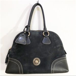 Dooney & Bourke Black Suede Dome Large Satchel